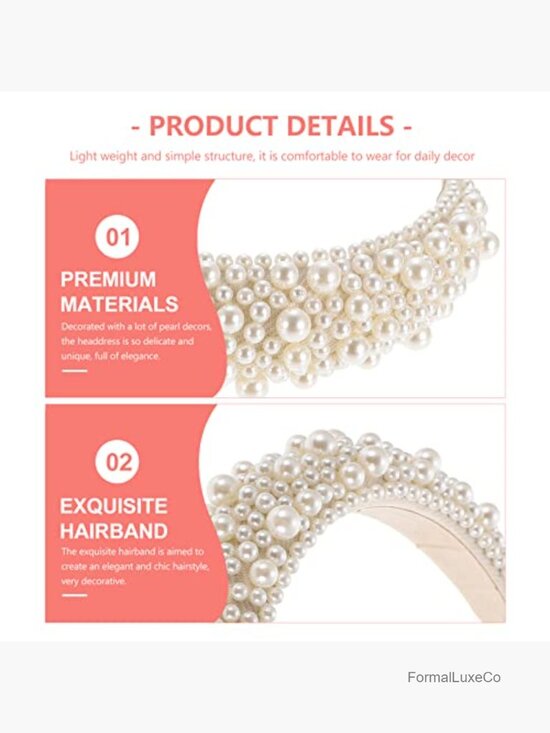Pearl Jeweled Baroque Padded Hairband Bridal Hair Hoop main image 5